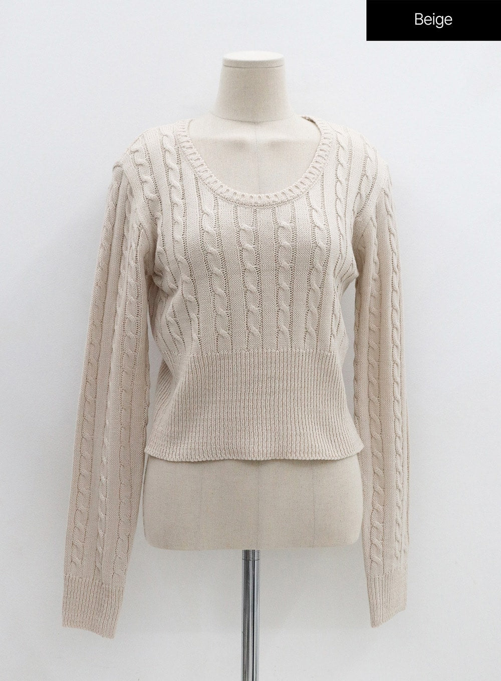 Round Neck Twist Crop Long Sleeve Knit OS26