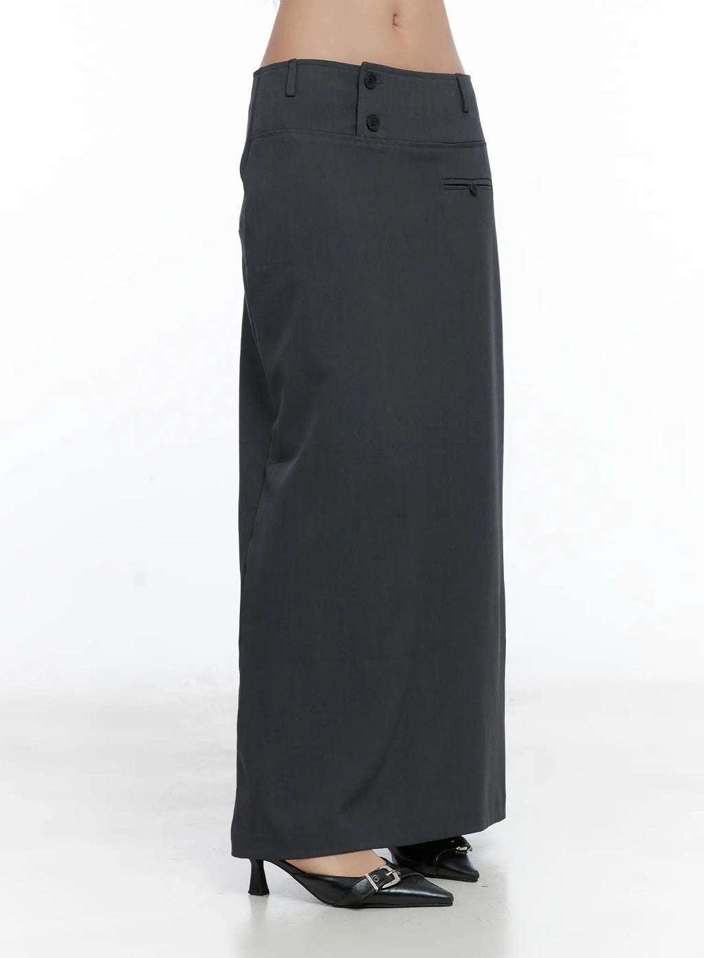 Classic Button Maxi Skirt CS502