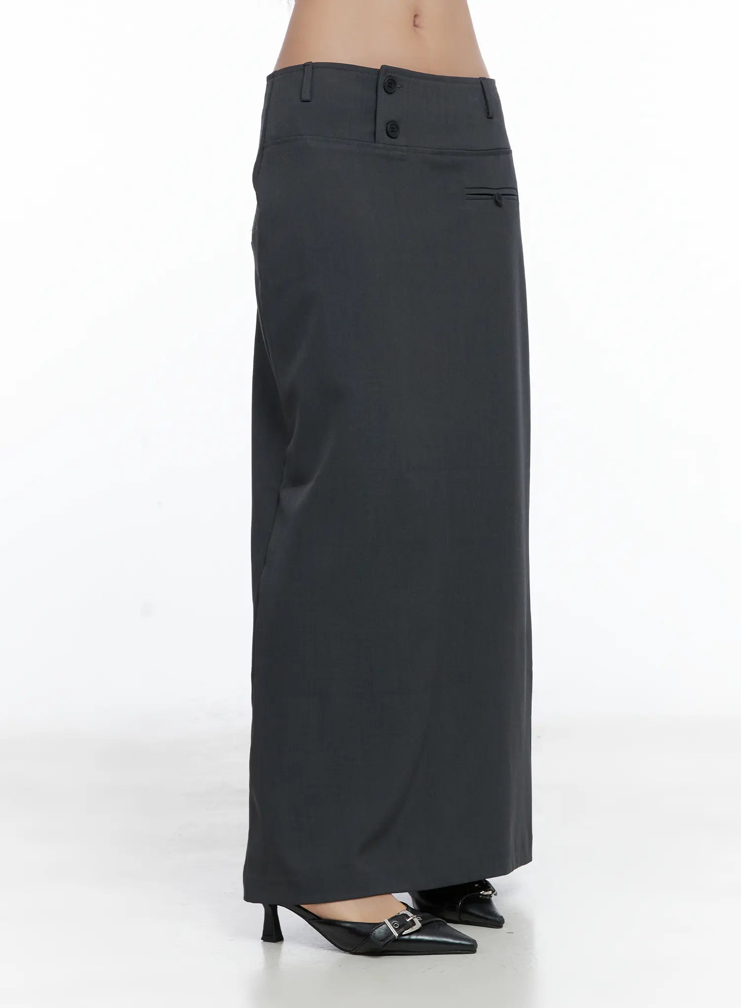 Classic Button Maxi Skirt CS502