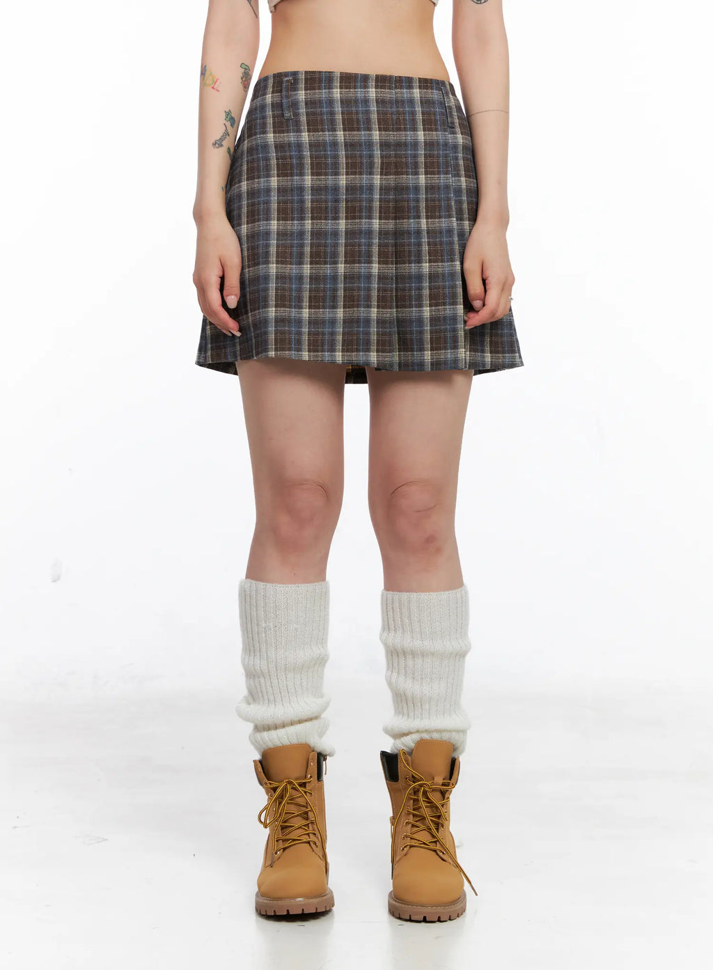 Checkered Pleated Mini Skirt CS526