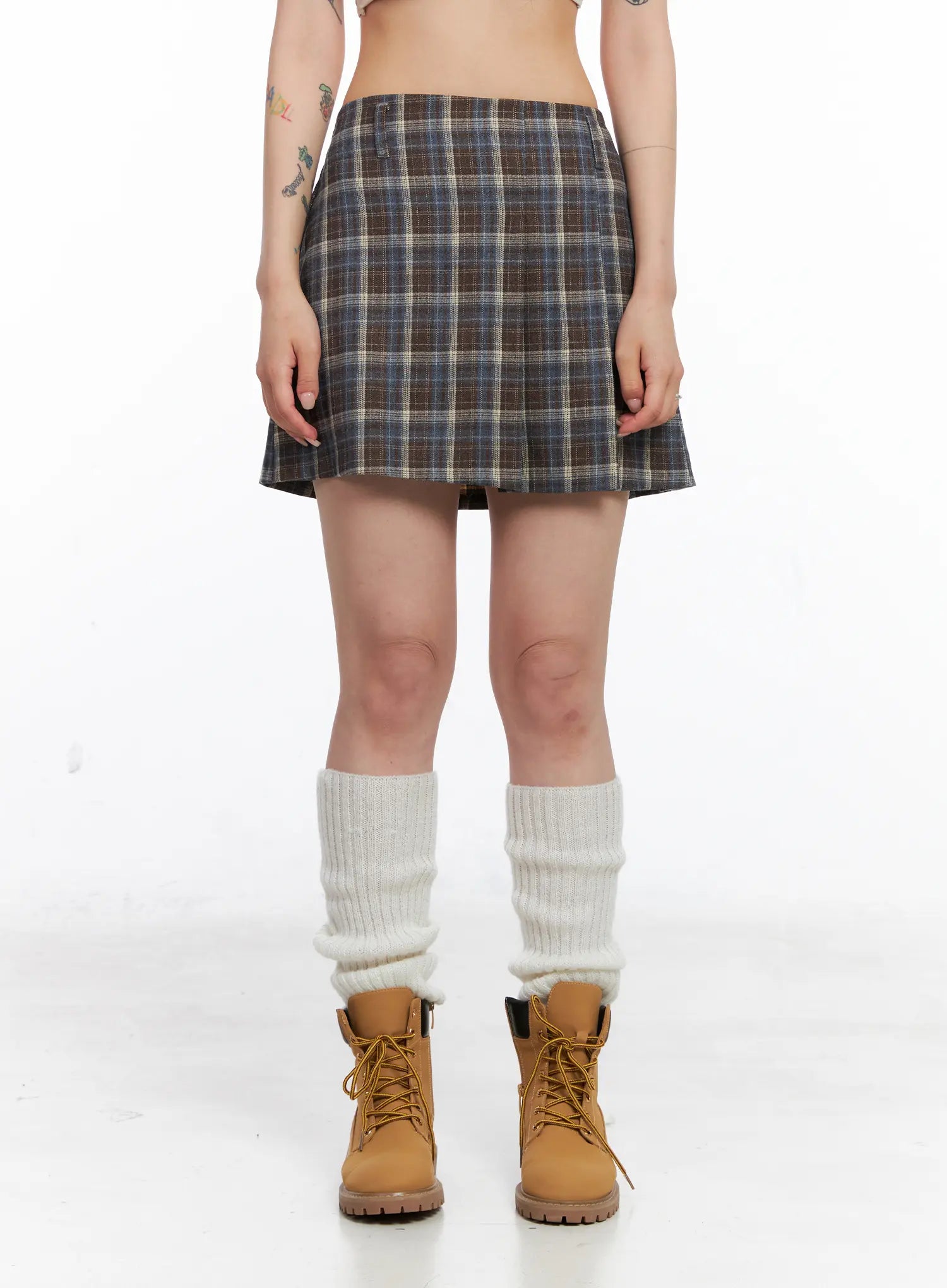 Checkered Pleated Mini Skirt CS526