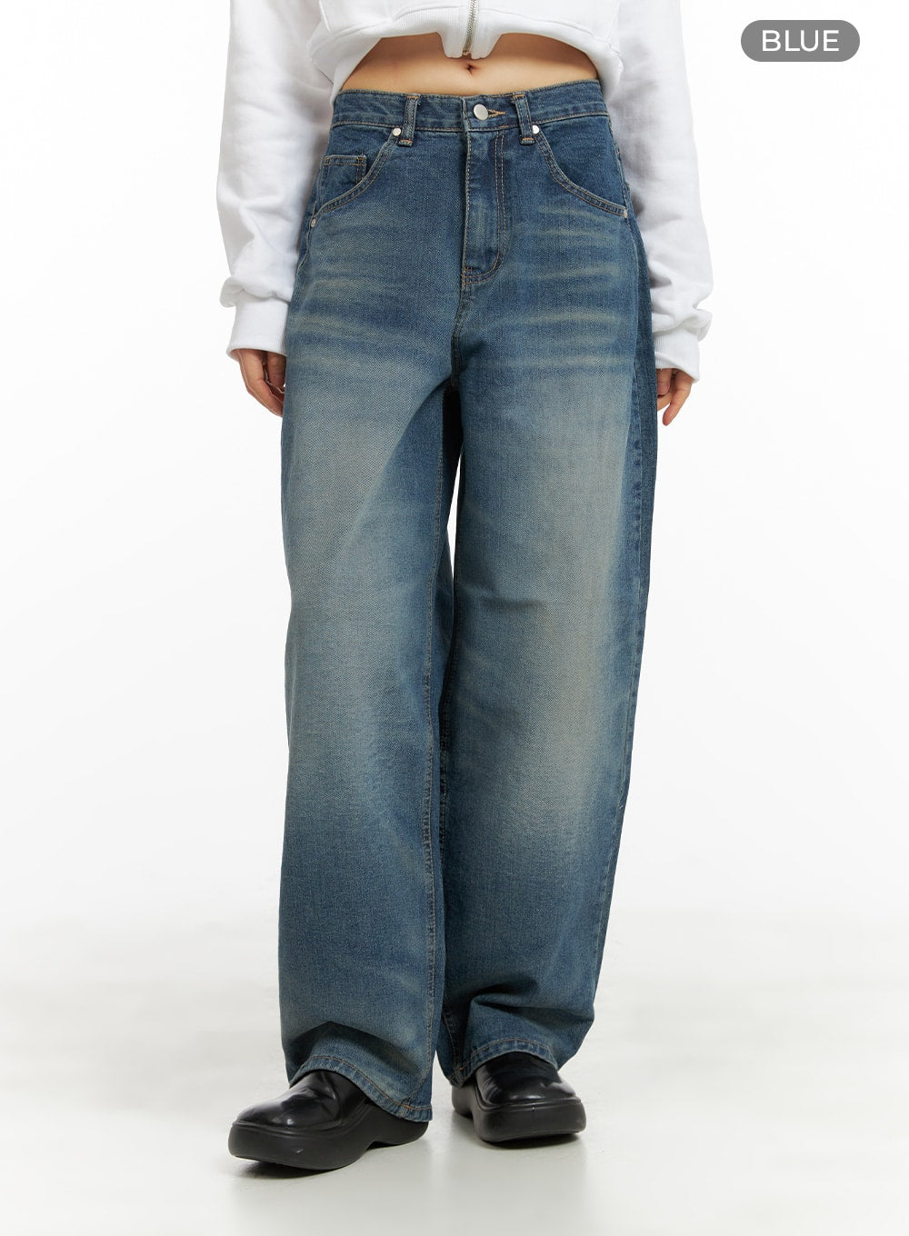 Washed Wide Leg Jeans CA419