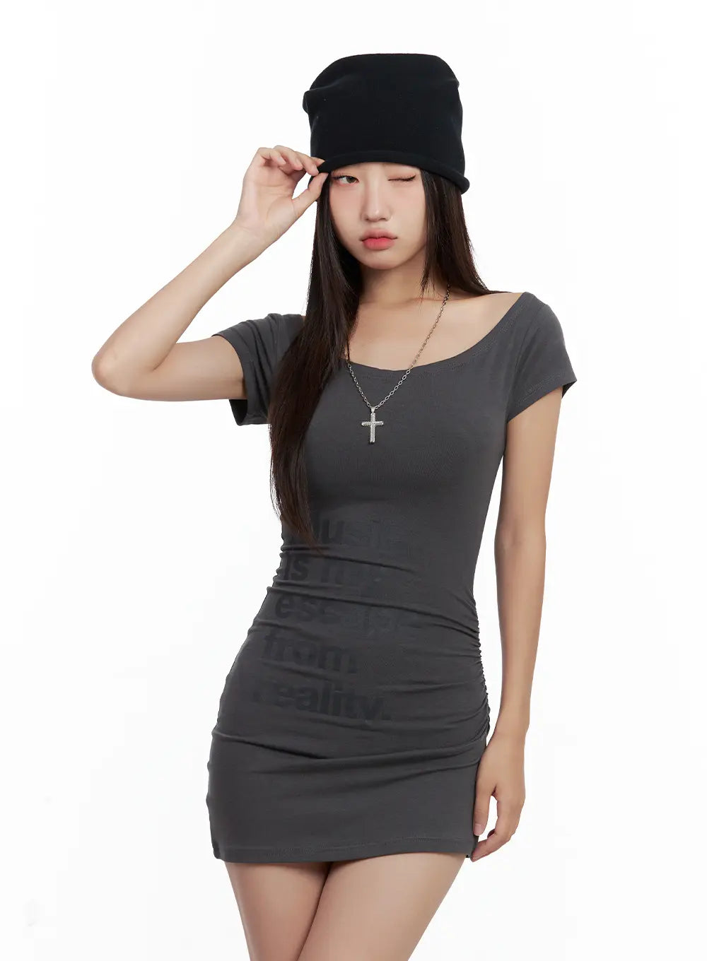 Sleek Ruched Off-Shoulder Mini Dress CL508