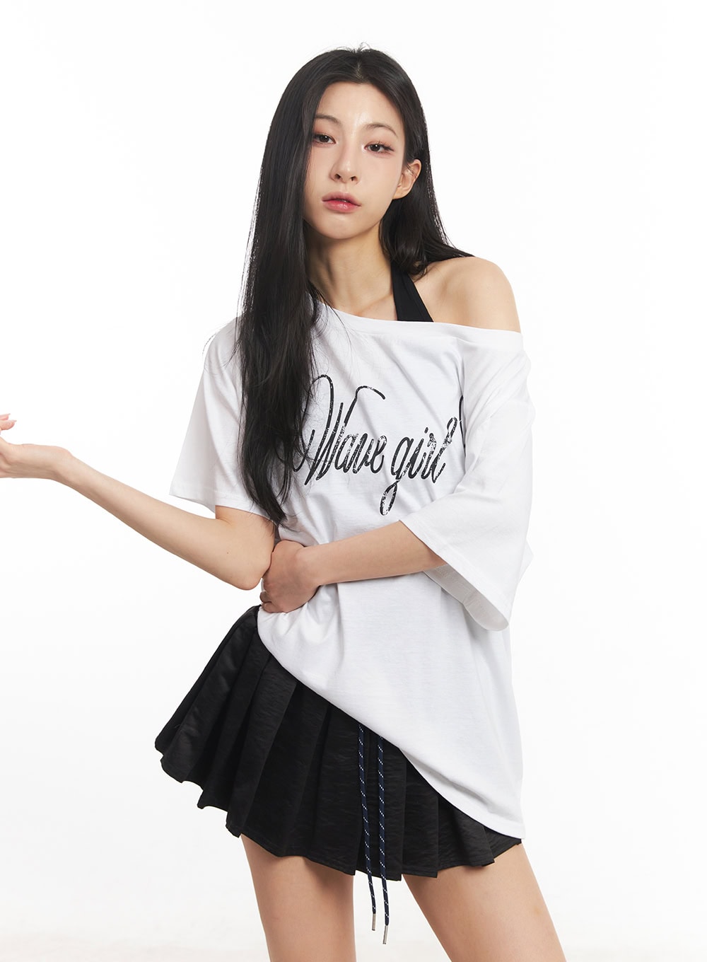 Graphic One-Shoulder Oversize T-Shirt CA503