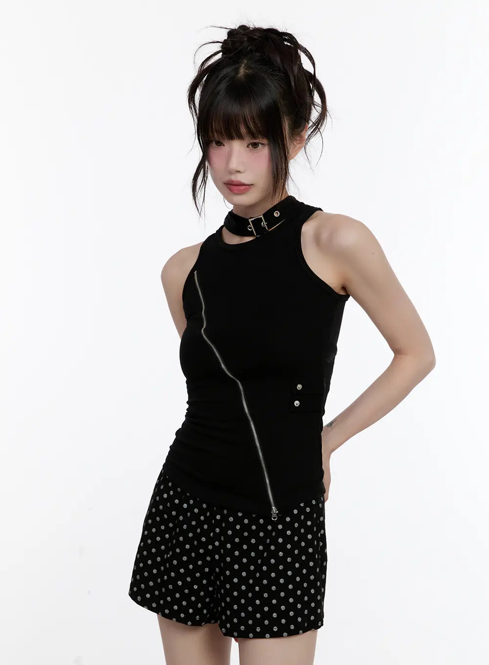 High-Neck Zip-Up Tank CL504