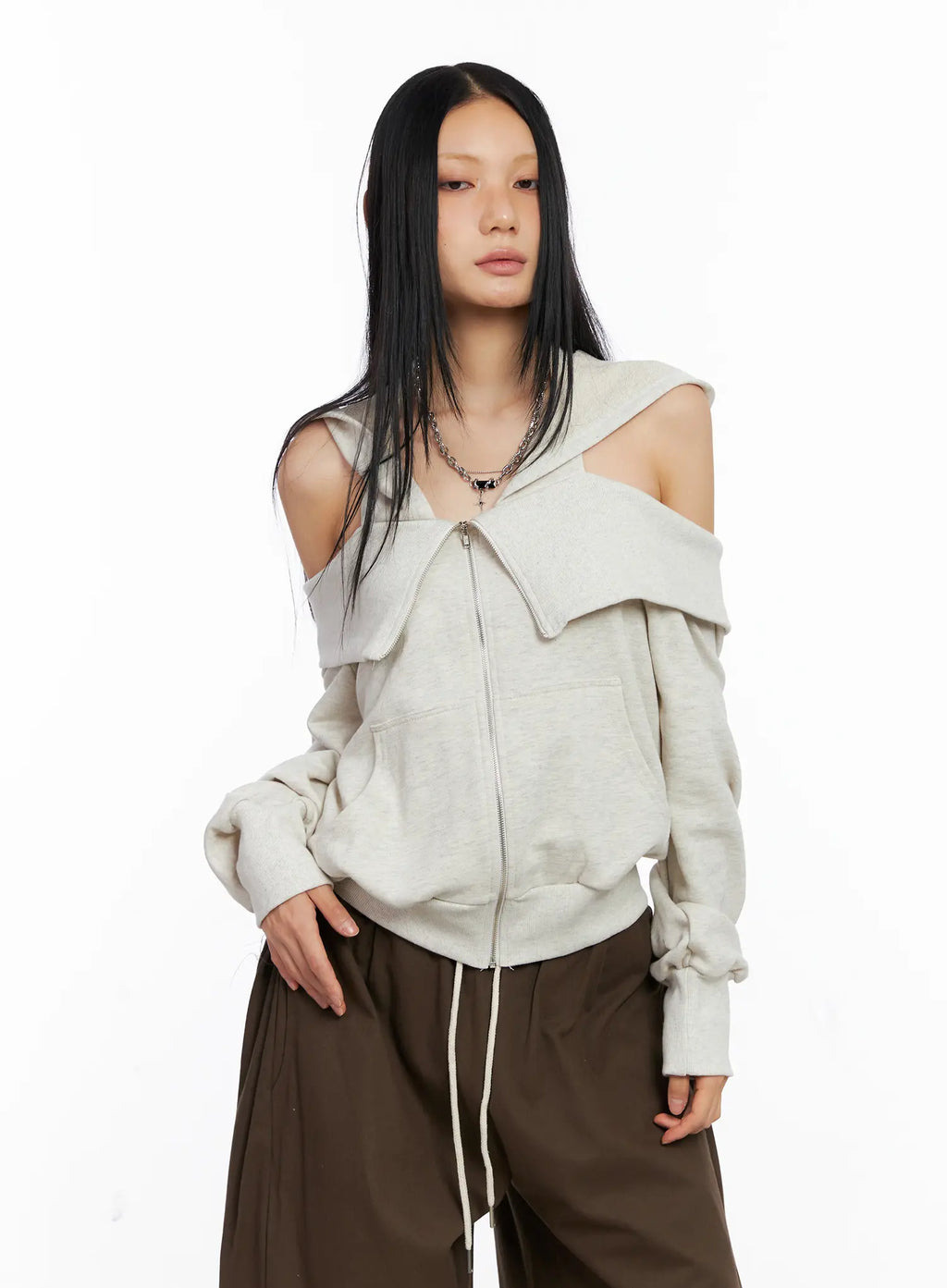 Off-Shoulder Hoodie Jacket CS509