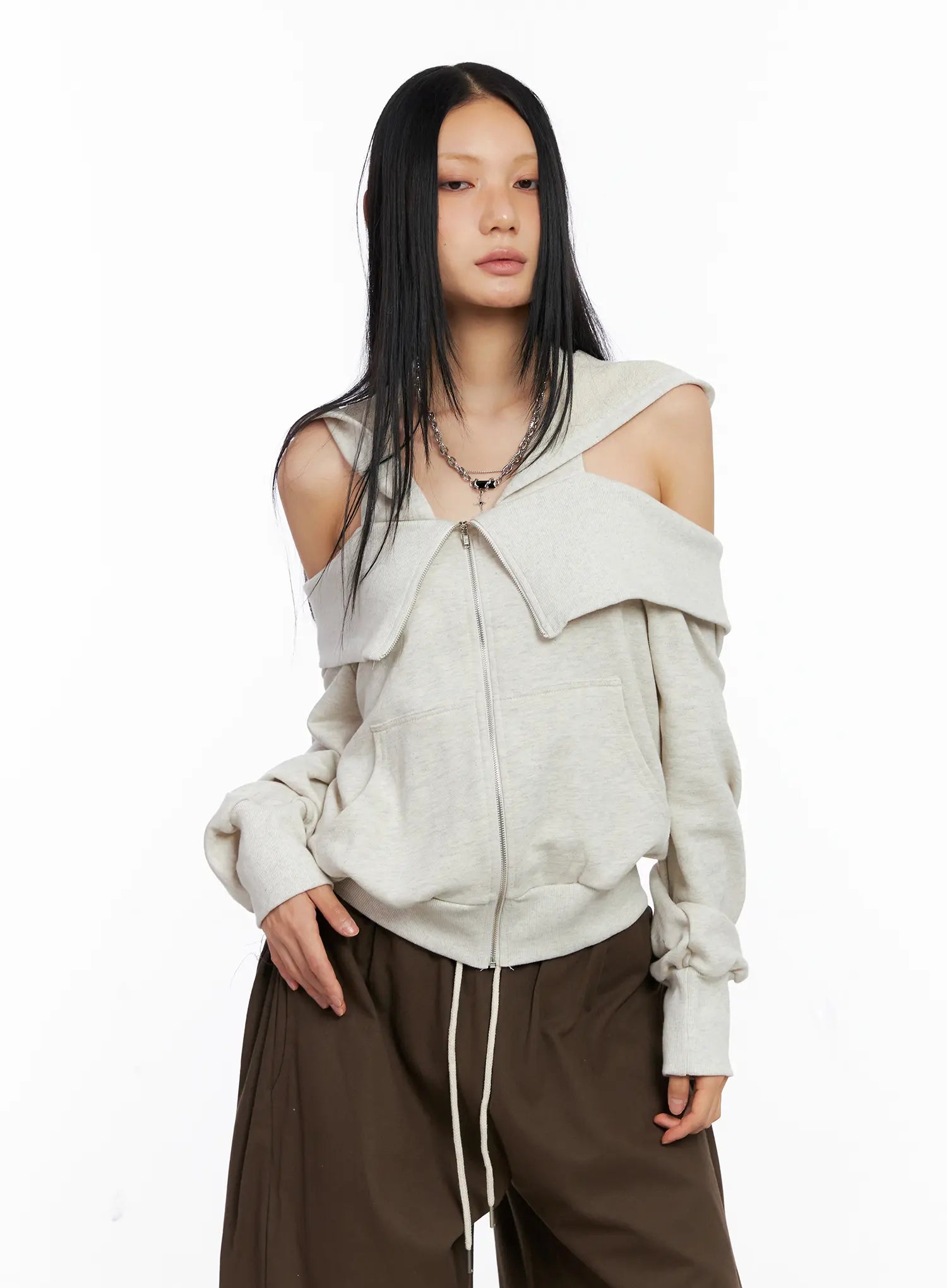 Off-Shoulder Hoodie Jacket CS509