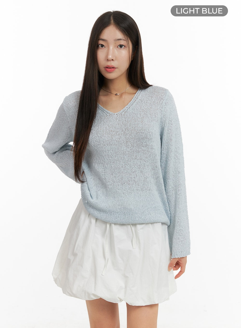 V-Neck Sheer Sweater OA429