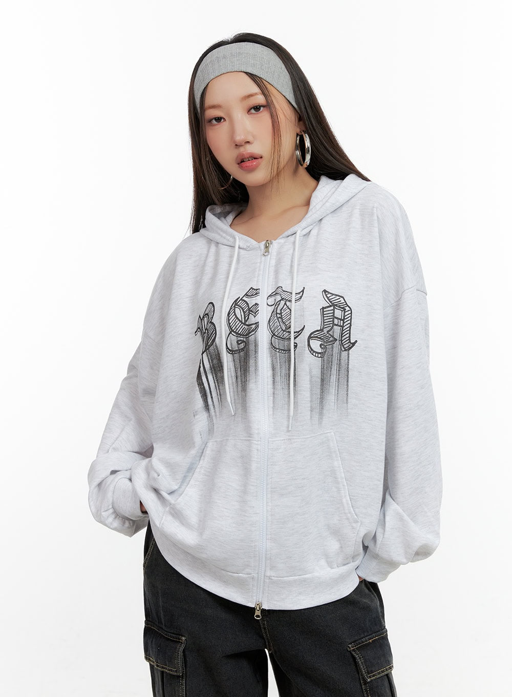 Graphic Zip-Up Hoodie CN406