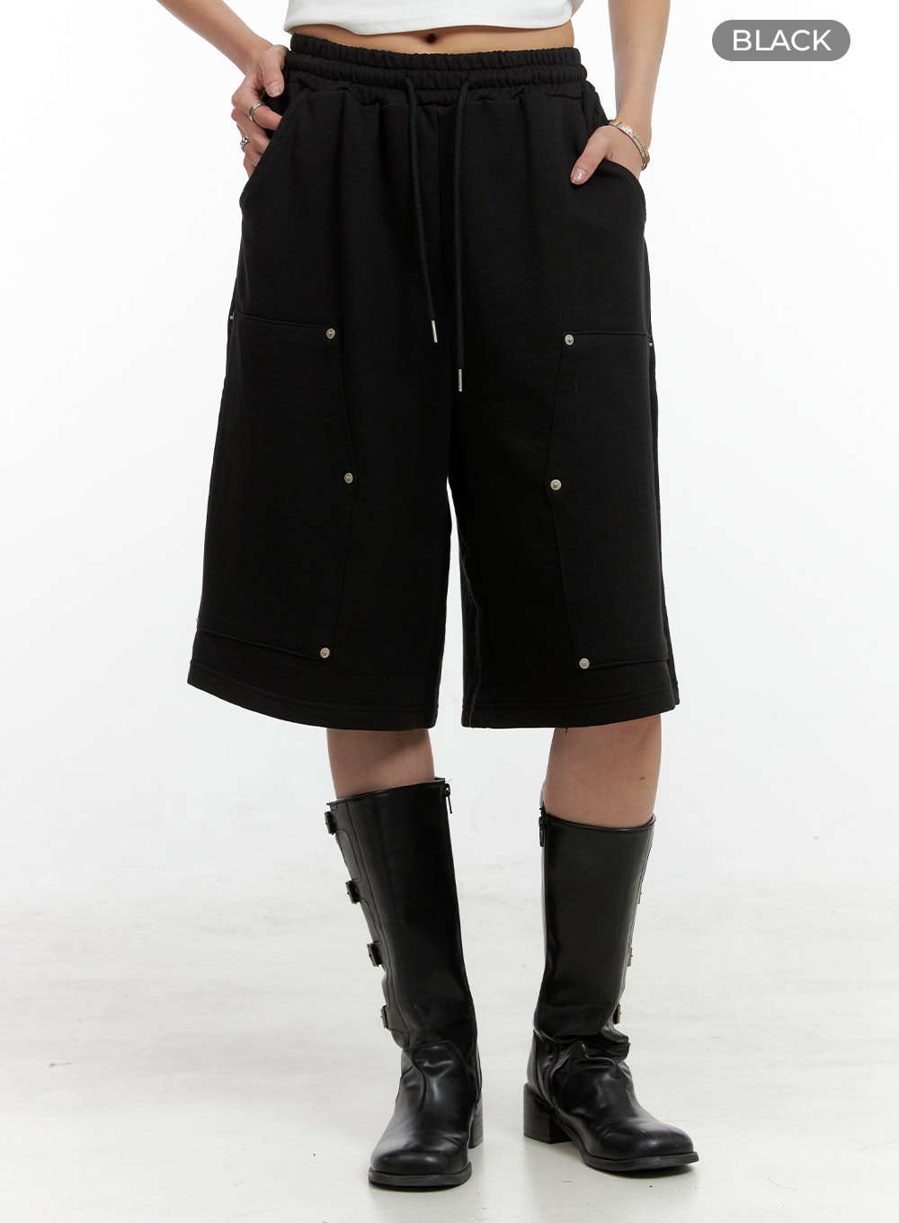 Studded Cotton Sweat Shorts CL405
