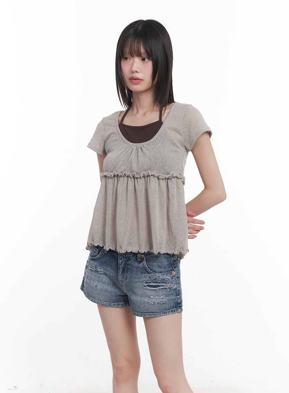 Frill Half-Sleeve Blouse CU506