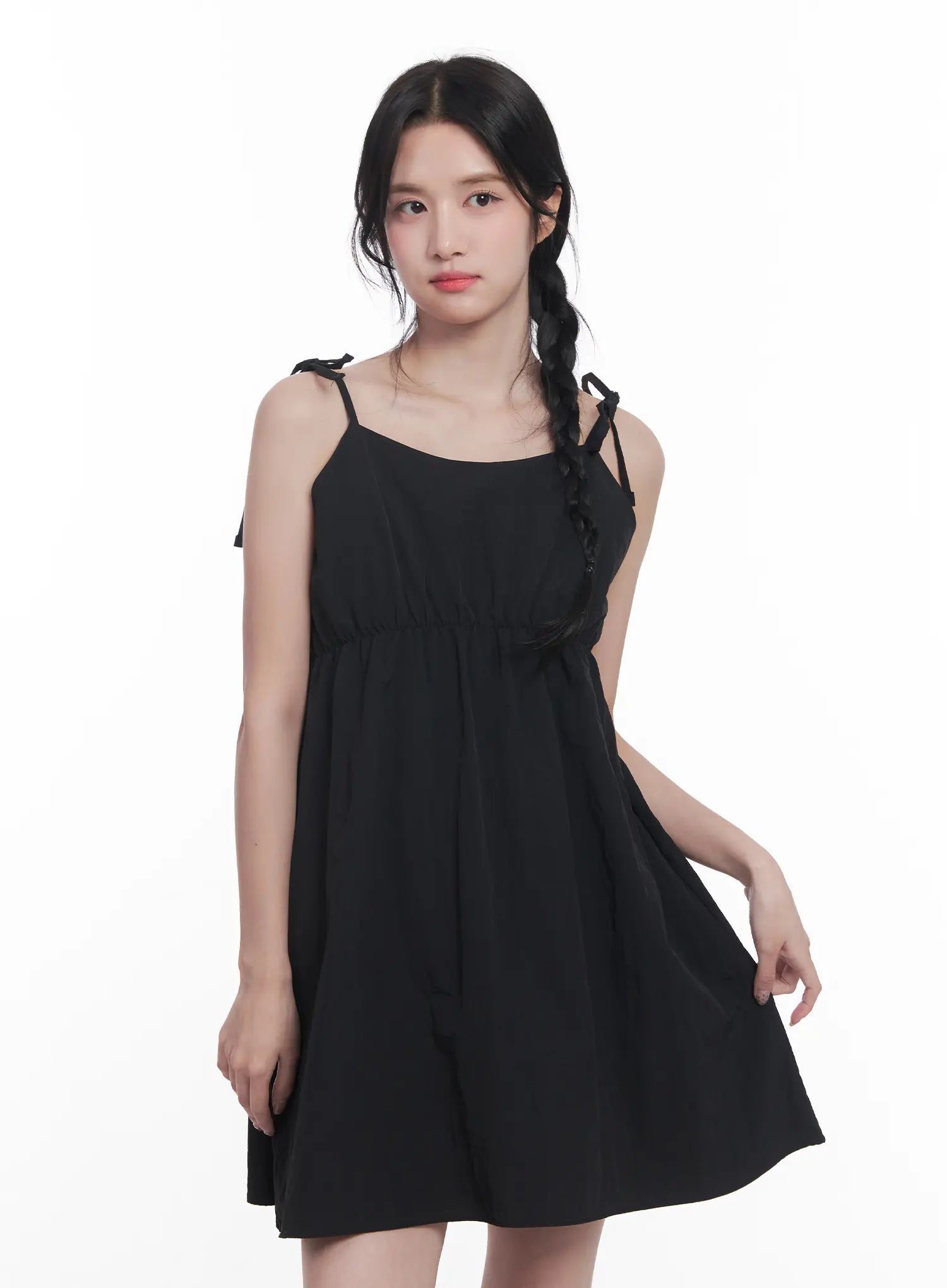 Flared Ribbon-Tie Mini Dress CU525