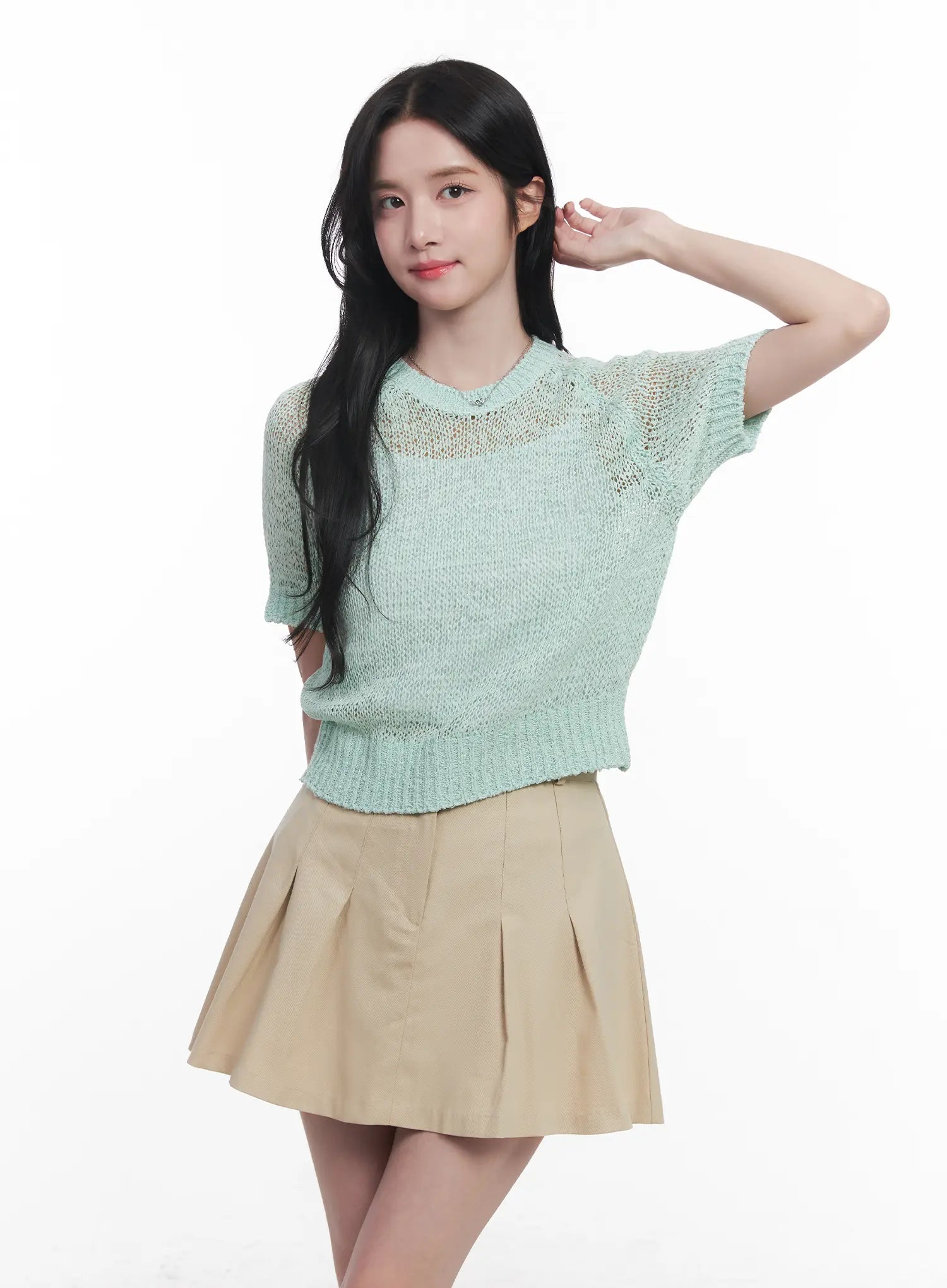 Sheer Short-Sleeve Sweater CU523