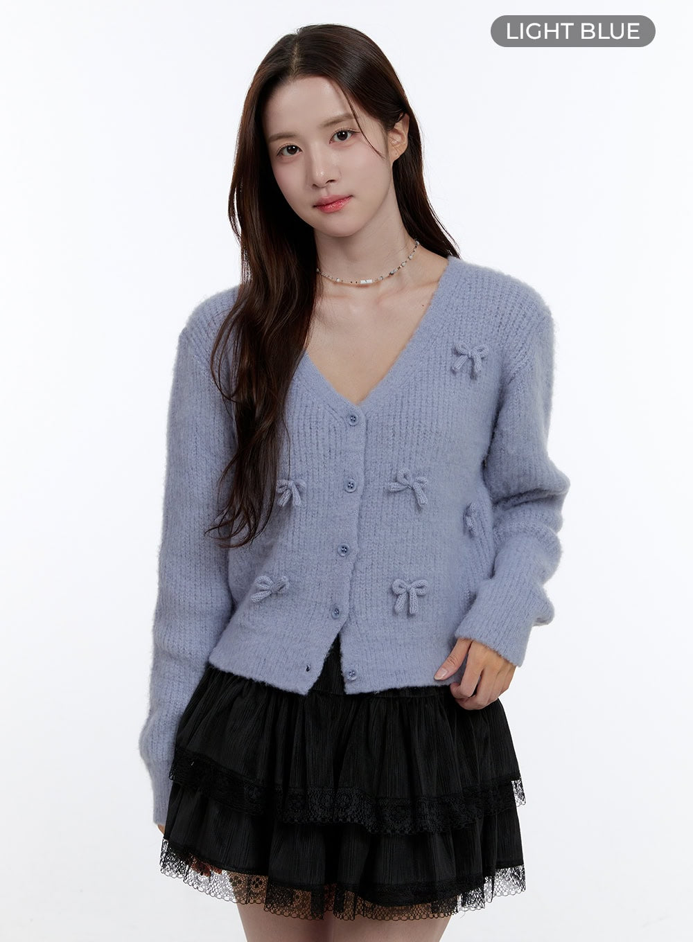 Ribboned V-Neck Cardigan OO407