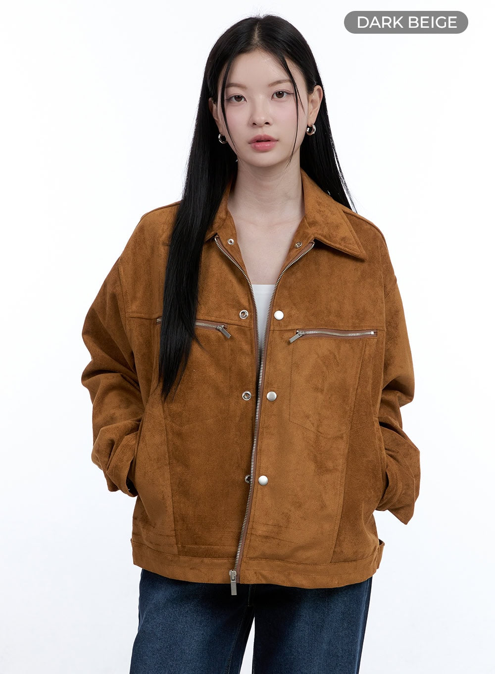 Suede Collar Zip-Up Jacket OO429