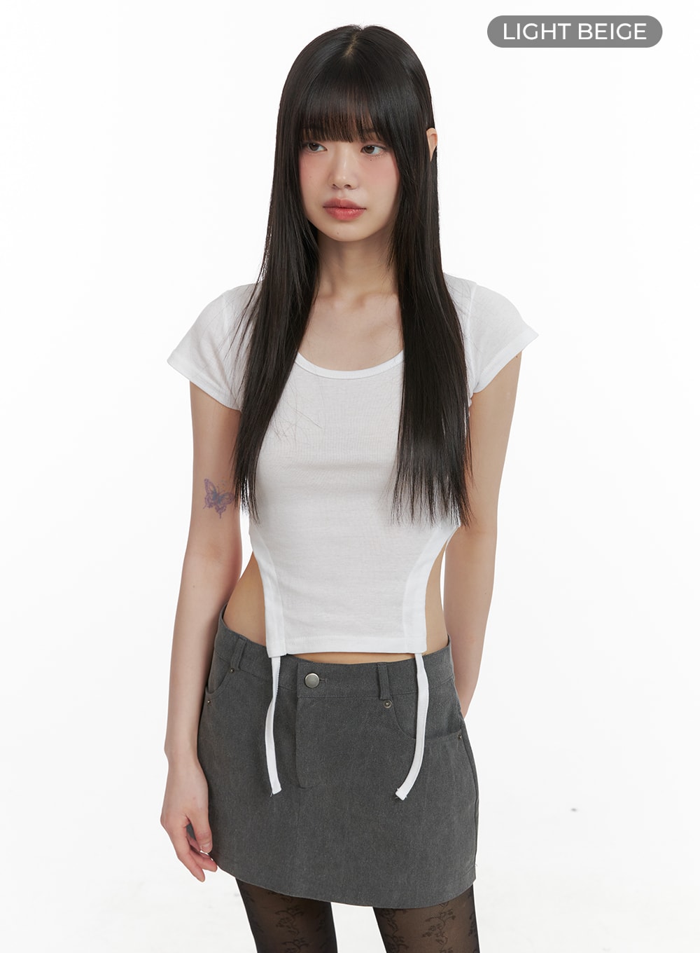 Side Slit Round Neck Tee CA422