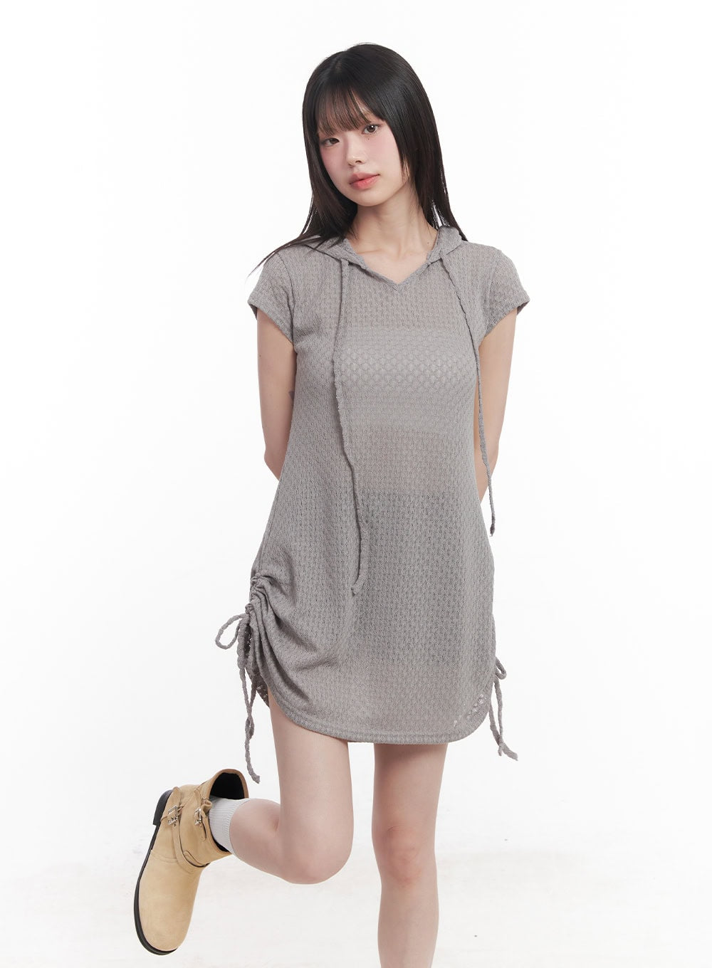Hooded Loose-Fit Mini Dress CU505