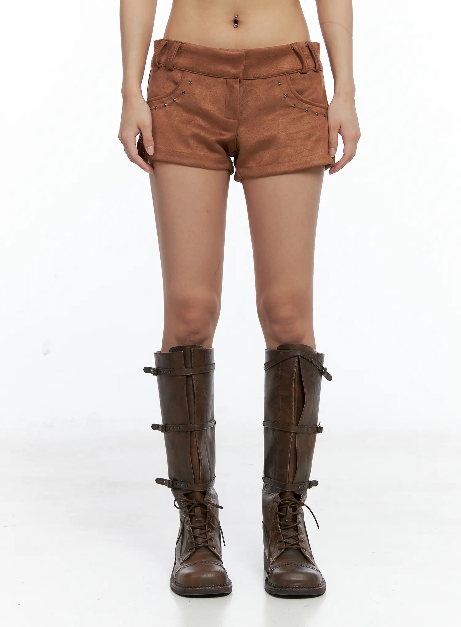 Suede Studded Shorts CS504