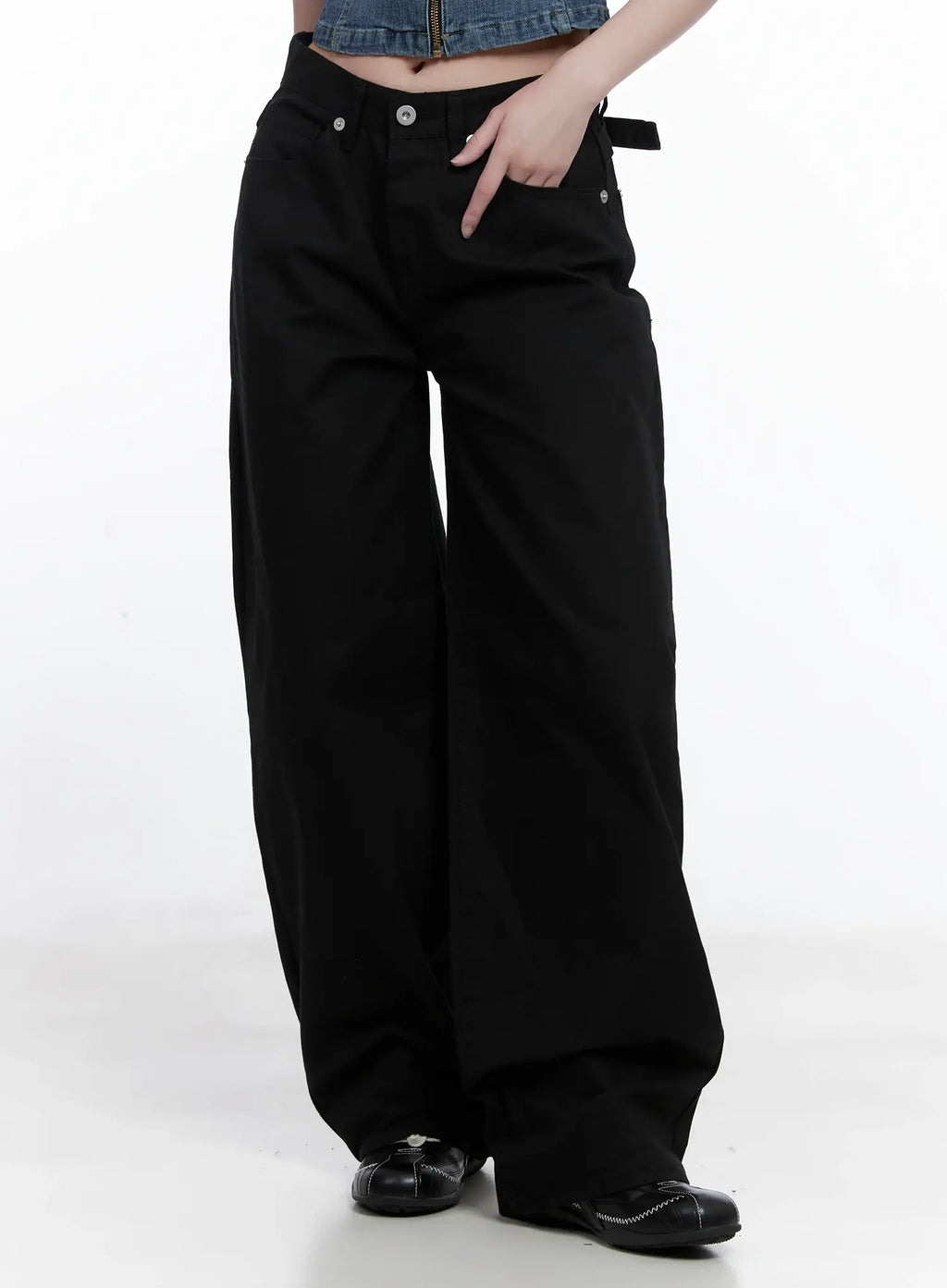 Low-Rise Back Detail Wide Pants CS525