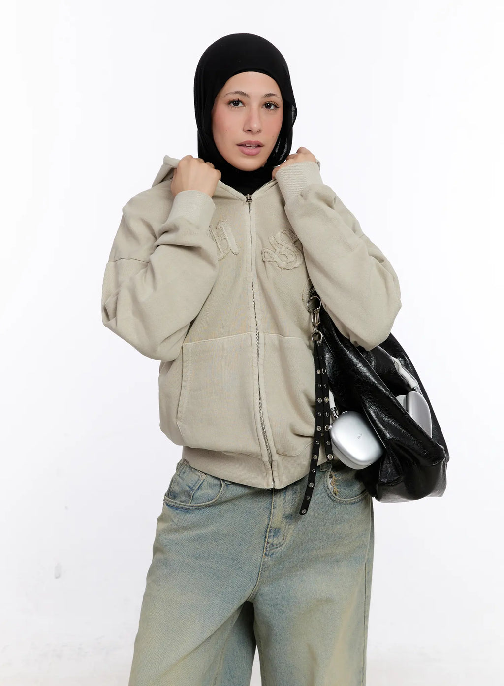 Oversized Cotton Zip-Up Hoodie CS524