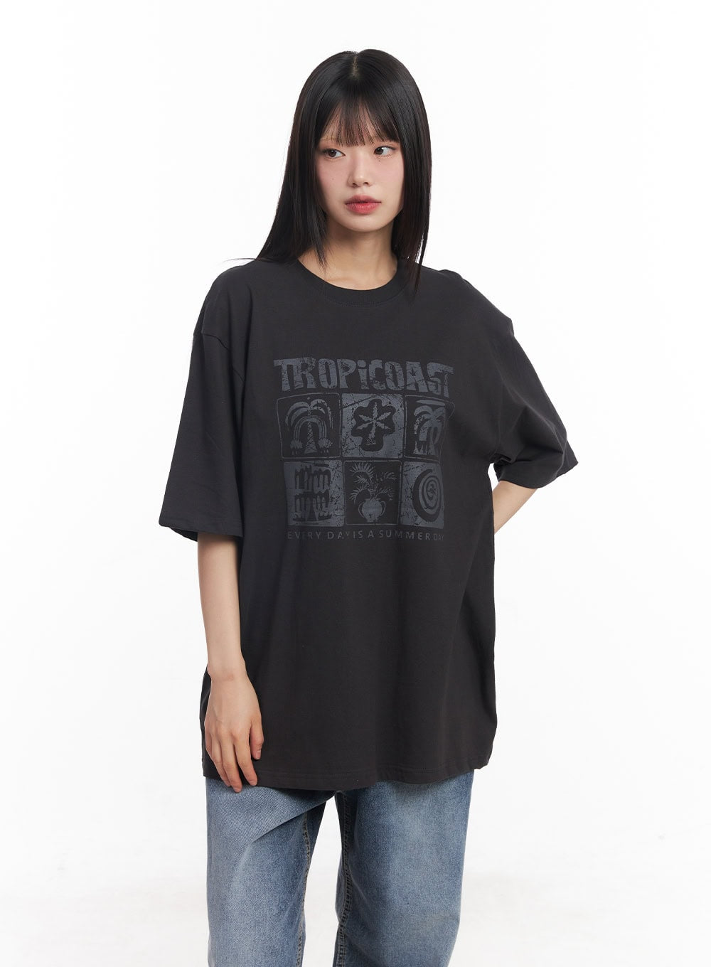 Cotton Graphic Oversized Tee CY514