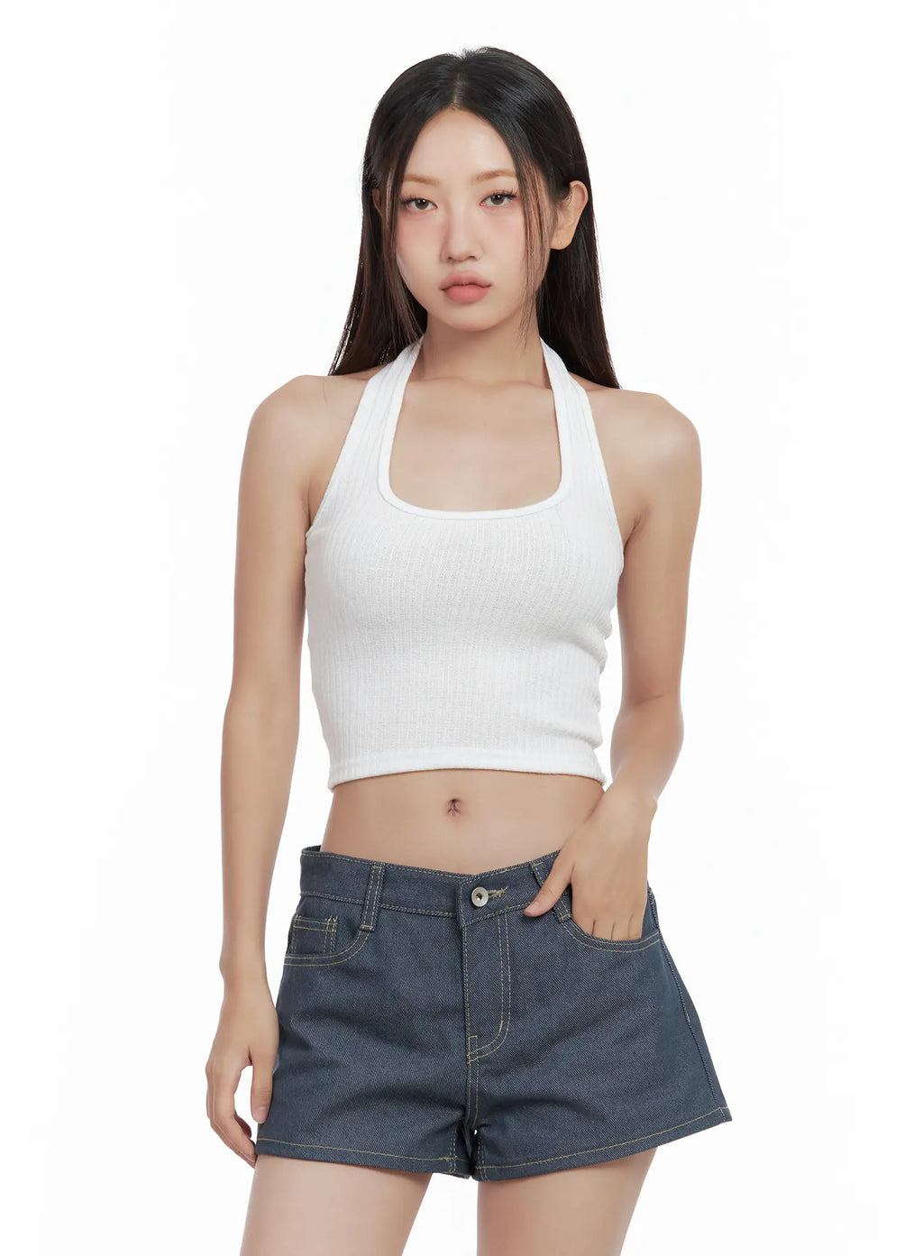 Ribbed Halter Crop Top CL509