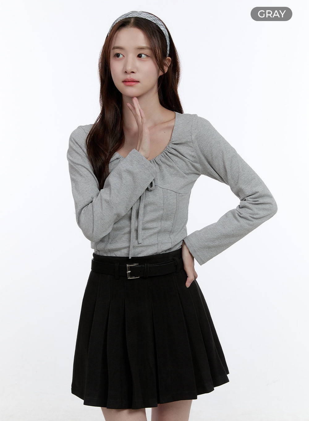 Cotton Ribbon Long Sleeve Top OO407