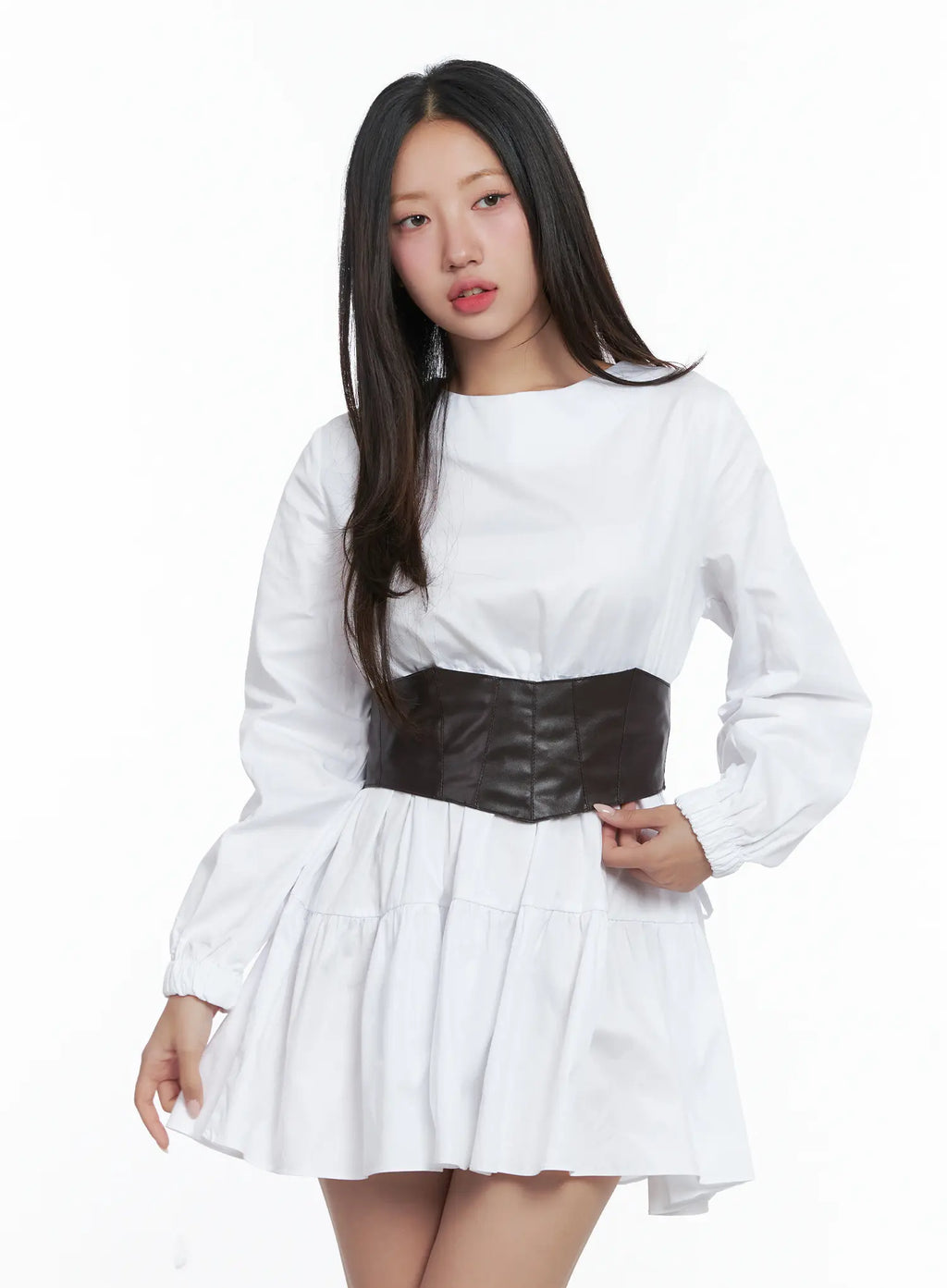 Vegan Leather Lace-Up Corset Belt Top CS503