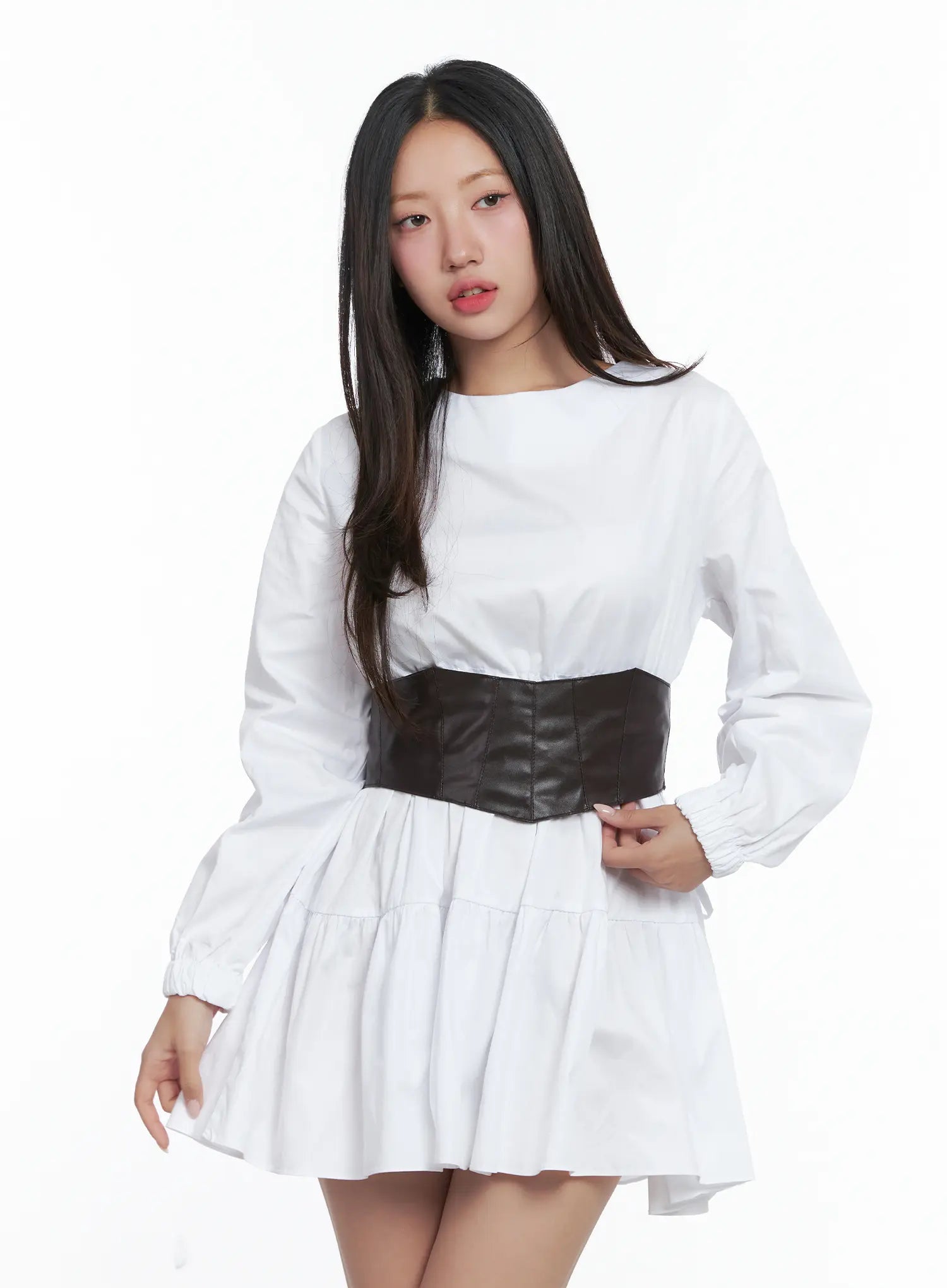 Vegan Leather Lace-Up Corset Belt Top CS503