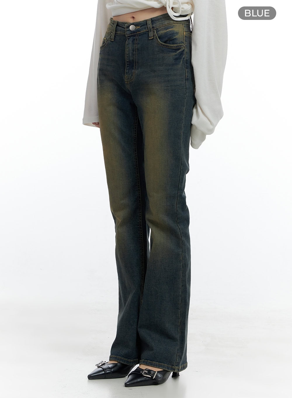 Juno Yellow Slim Bootcut Denim Jeans CS419