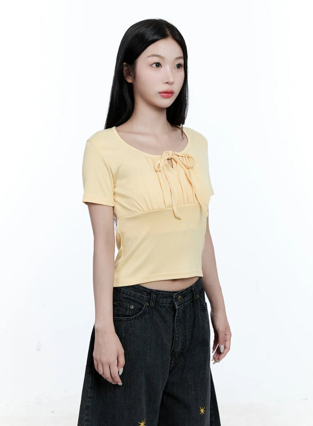 Ruched Ribbon Cropped Tee CG507