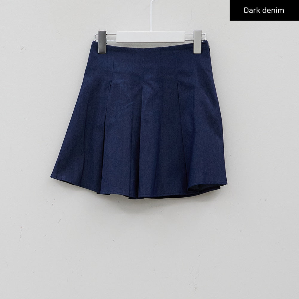 Pleated Denim Mini Skirt CJ08