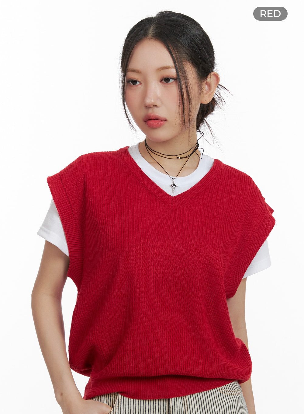 V-Neck Knit Sweater Vest OA419