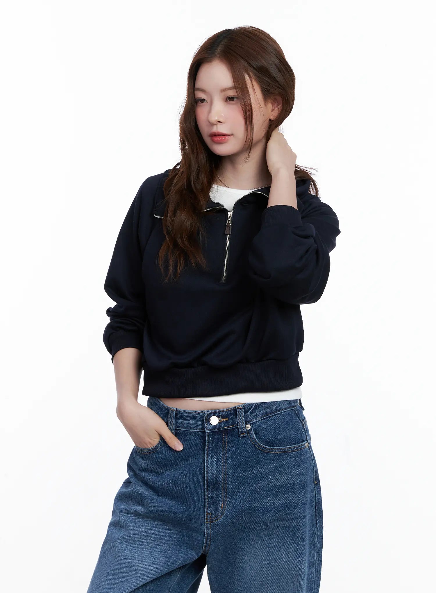 Collar Solid Half-Zip Sweatshirt CG520