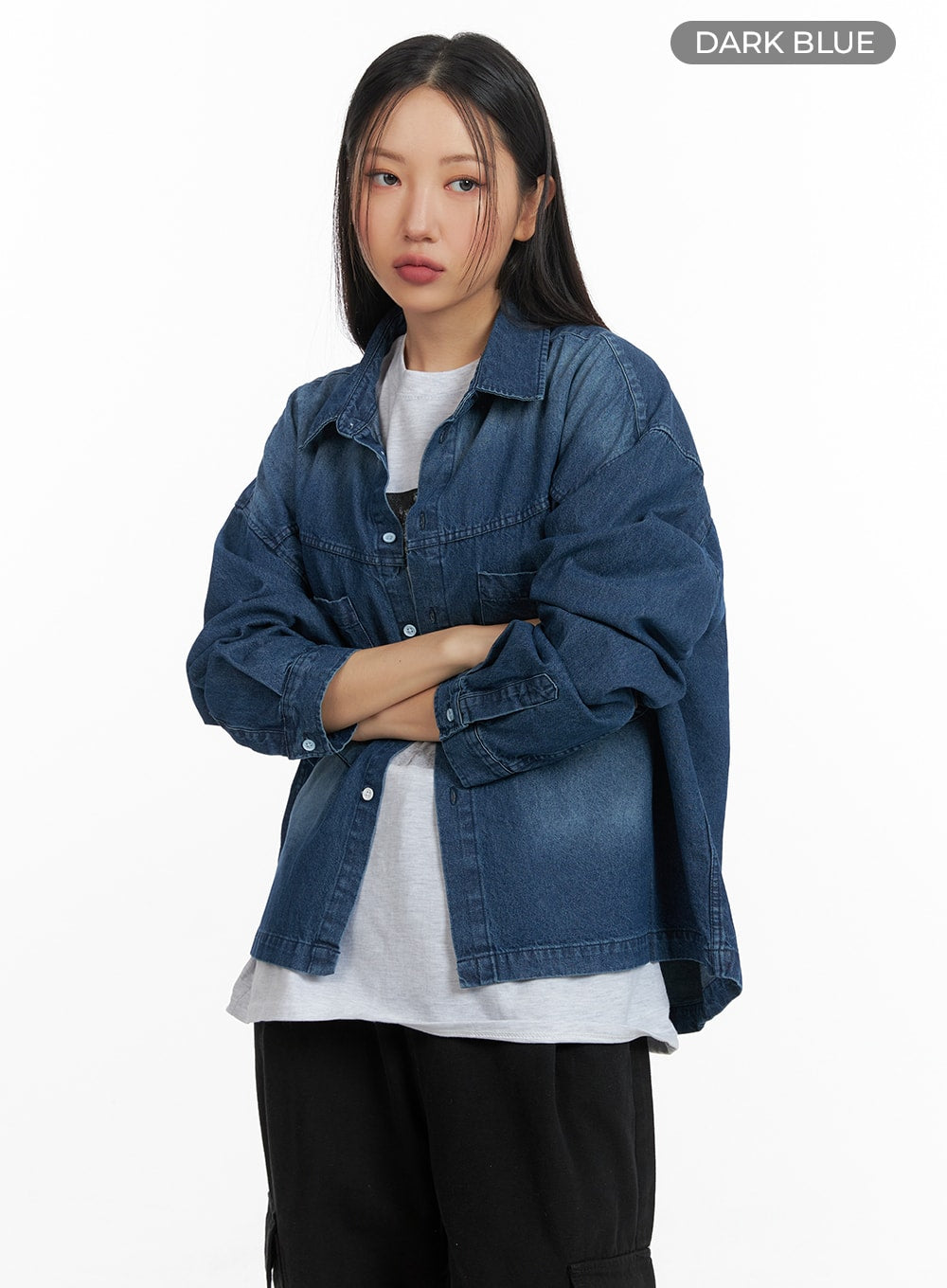 Oversized Denim Pocket Blouse CM419