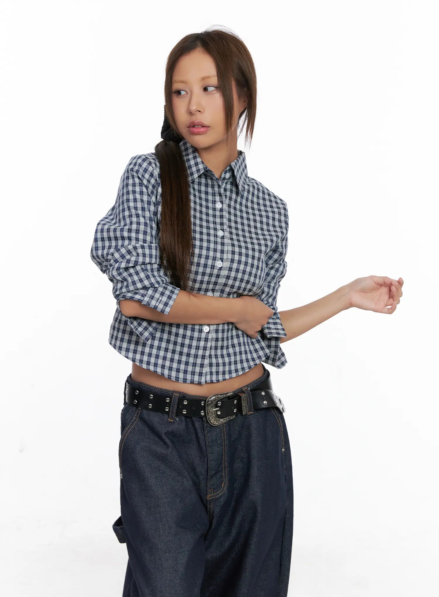 Checkered Crop Long Sleeve CS522