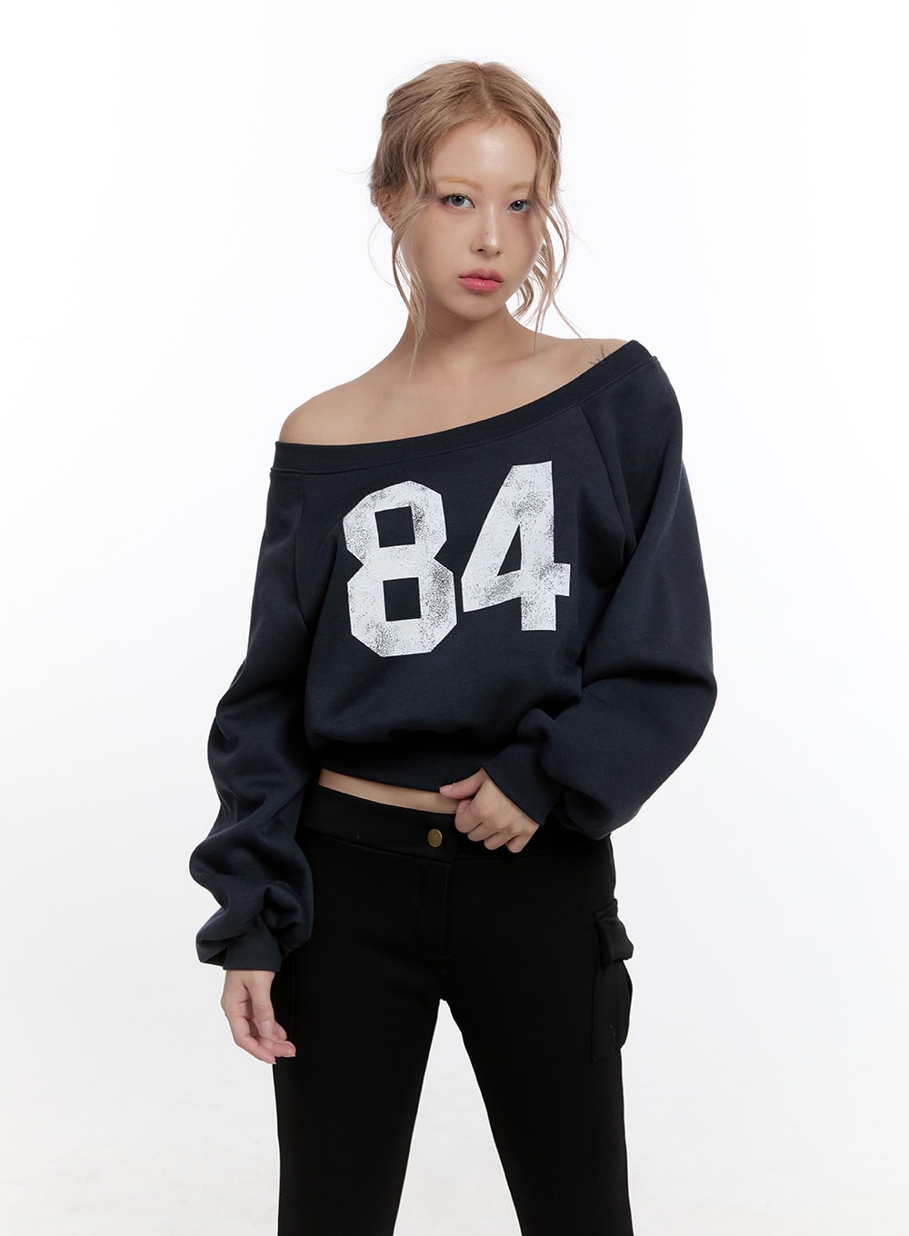 Off Shoulder Crop Sweatshirt CN425