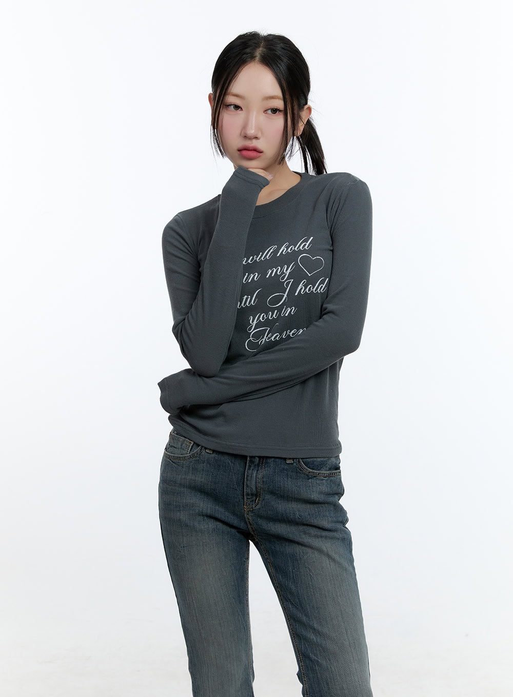 Cotton Blend Long Sleeve Top CD420