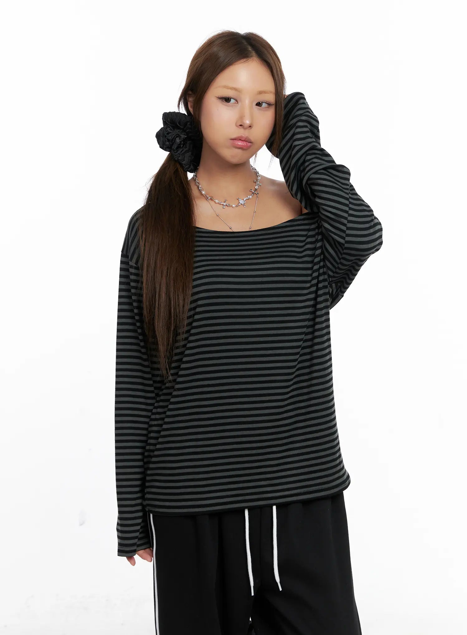 Off-Shoulder Striped Top CS524