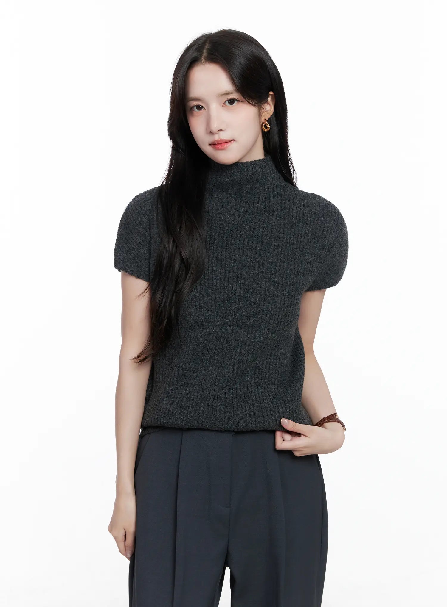 Ribbed Mock Neck Top CS523