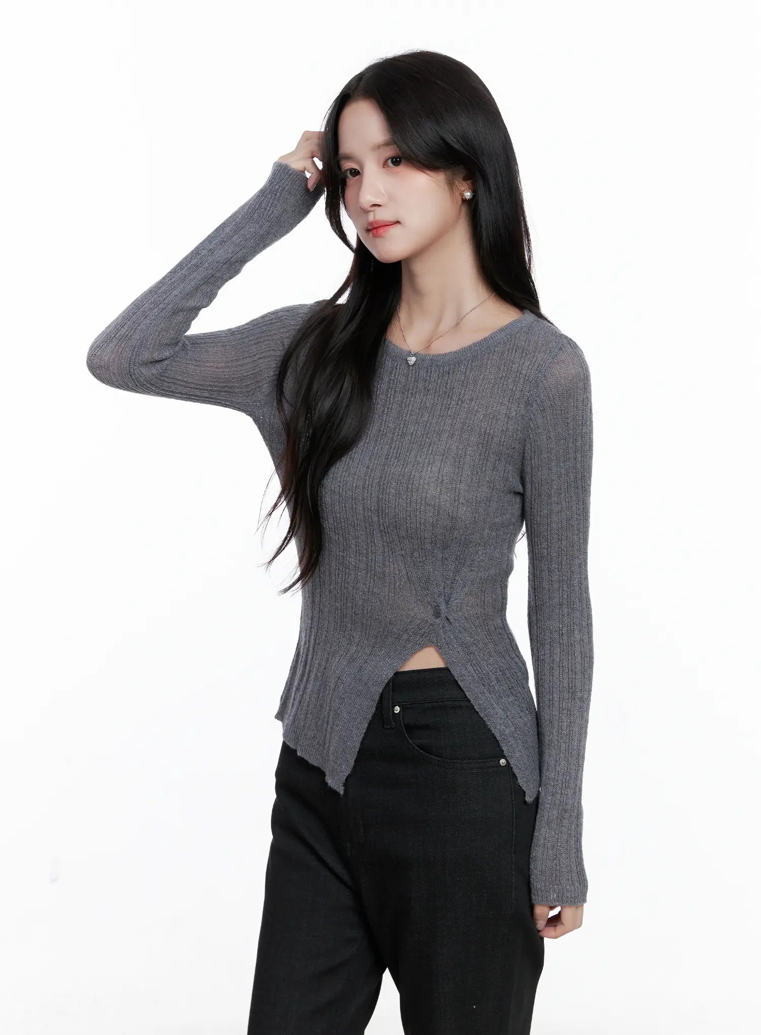 Side Cut Slim Long Sleeve top CS523