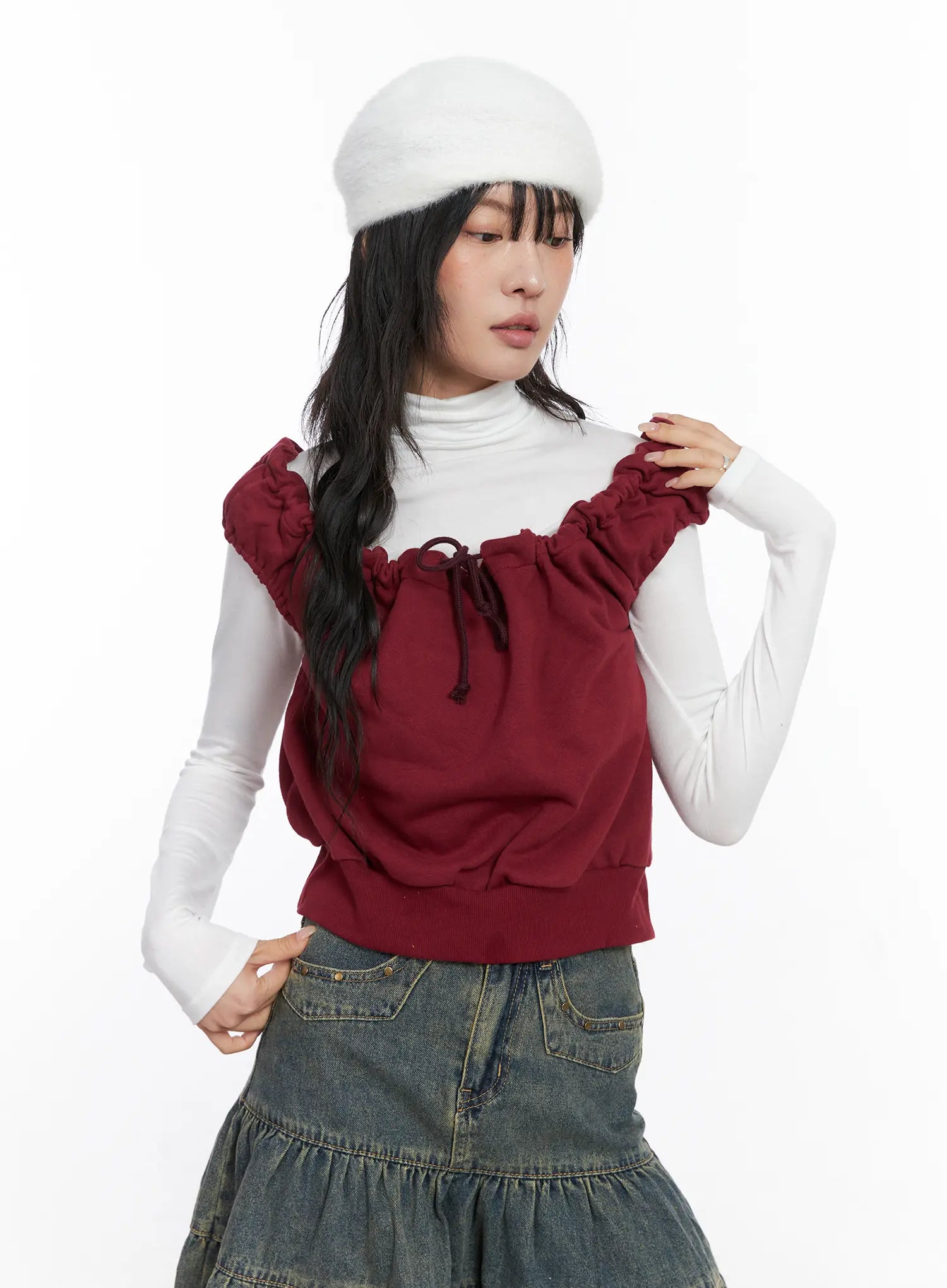 Ruffle Off-Shulder Sleeveless Top CO507