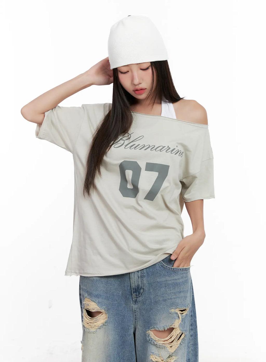 Casual Off-Shoulder Graphic Tee CL518