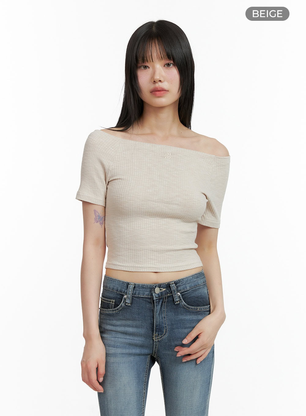 Basic Off Shoulder Crop Top CL403