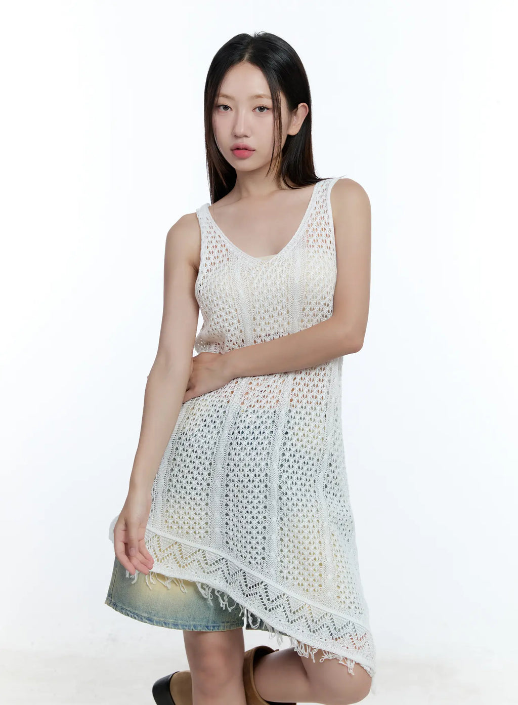 Tassel Asymmetric Midi Dress CU527