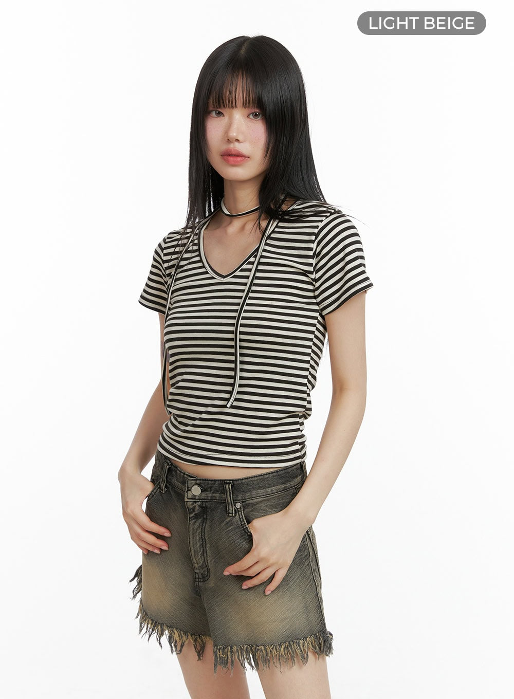 Stripe V-Neck T-Shirt CL401