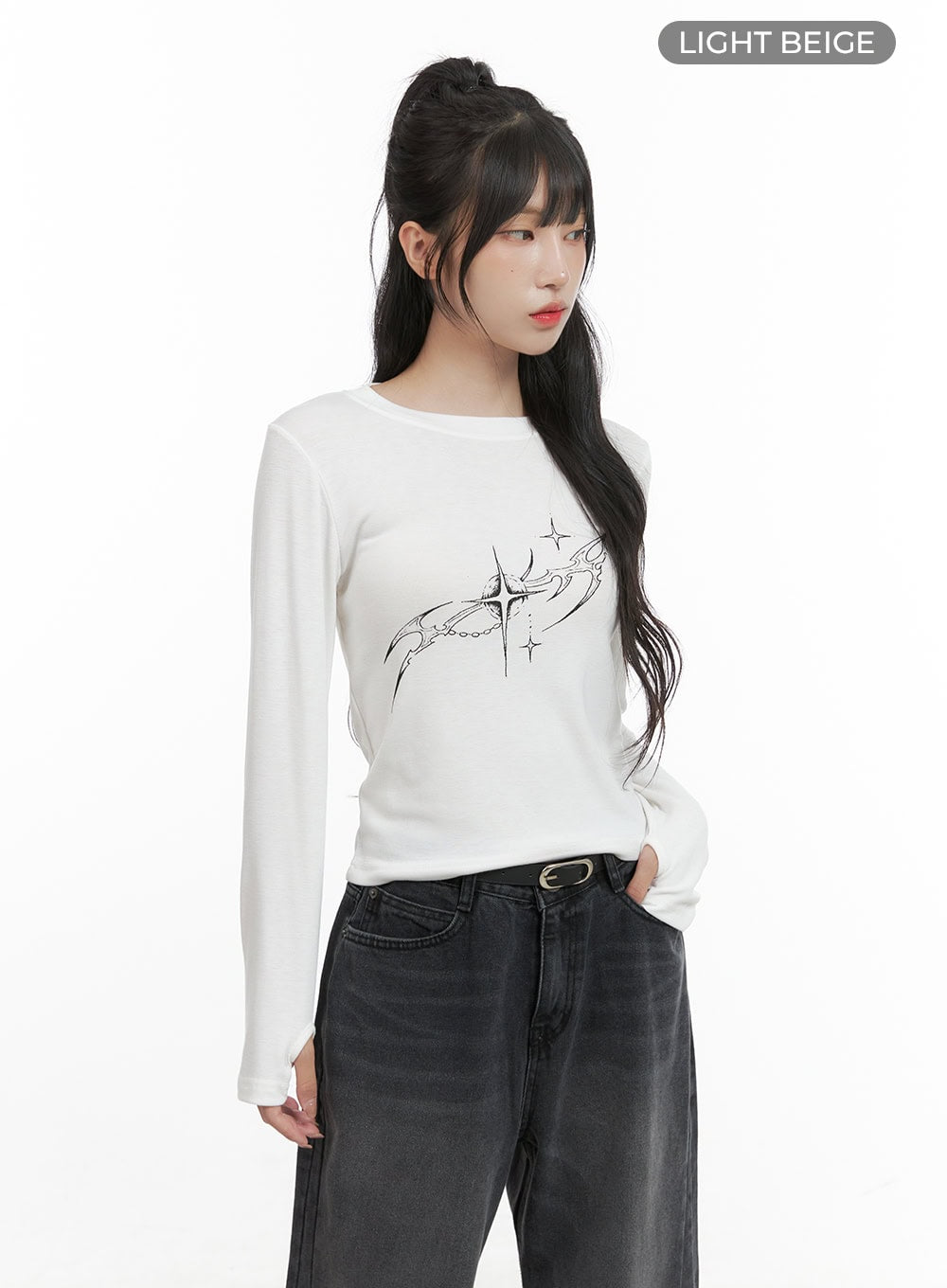 Acubi Graphic Print Long Sleeve Top CG421