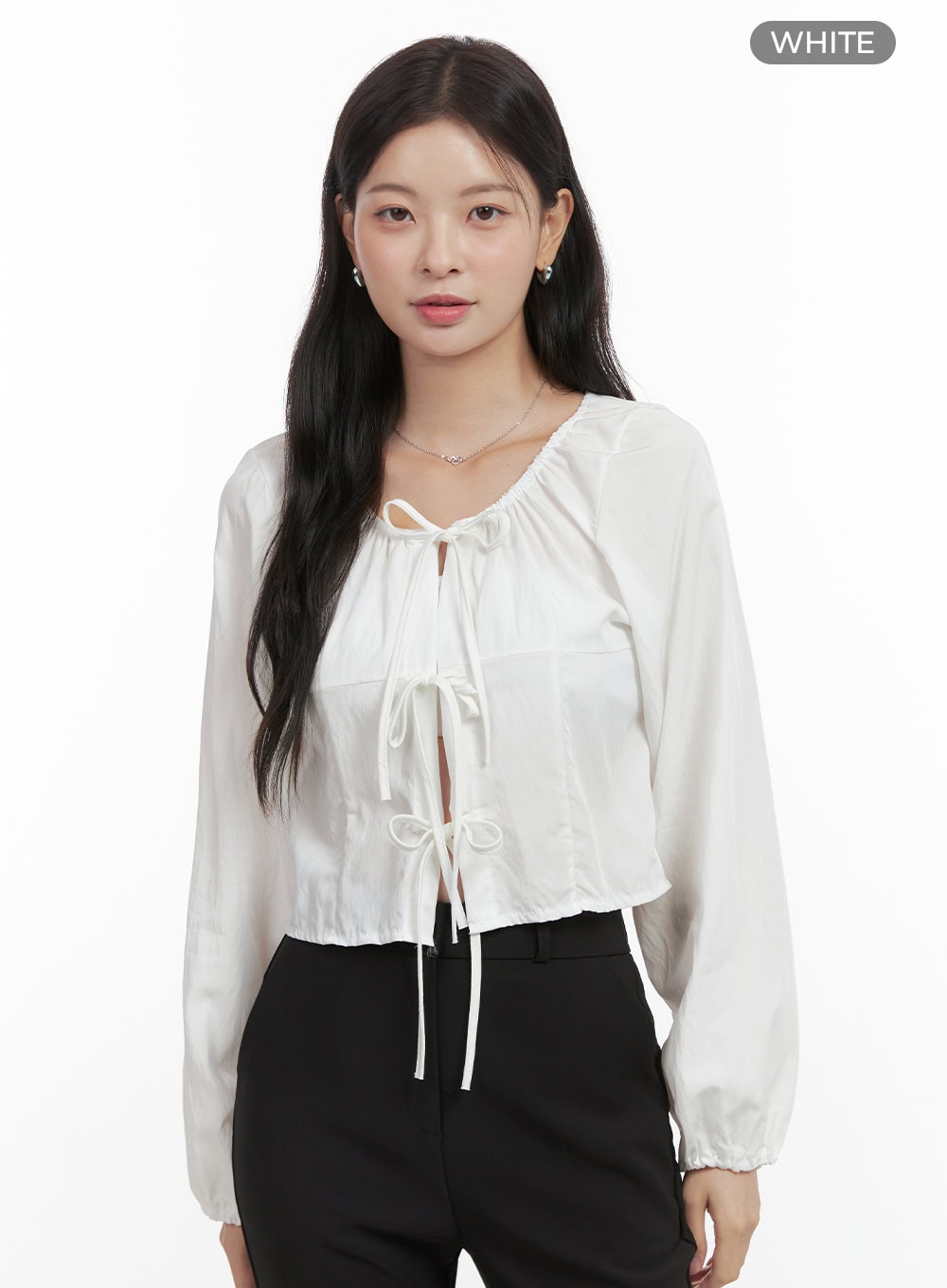 Ribbon Strap Ballon Blouse OS423