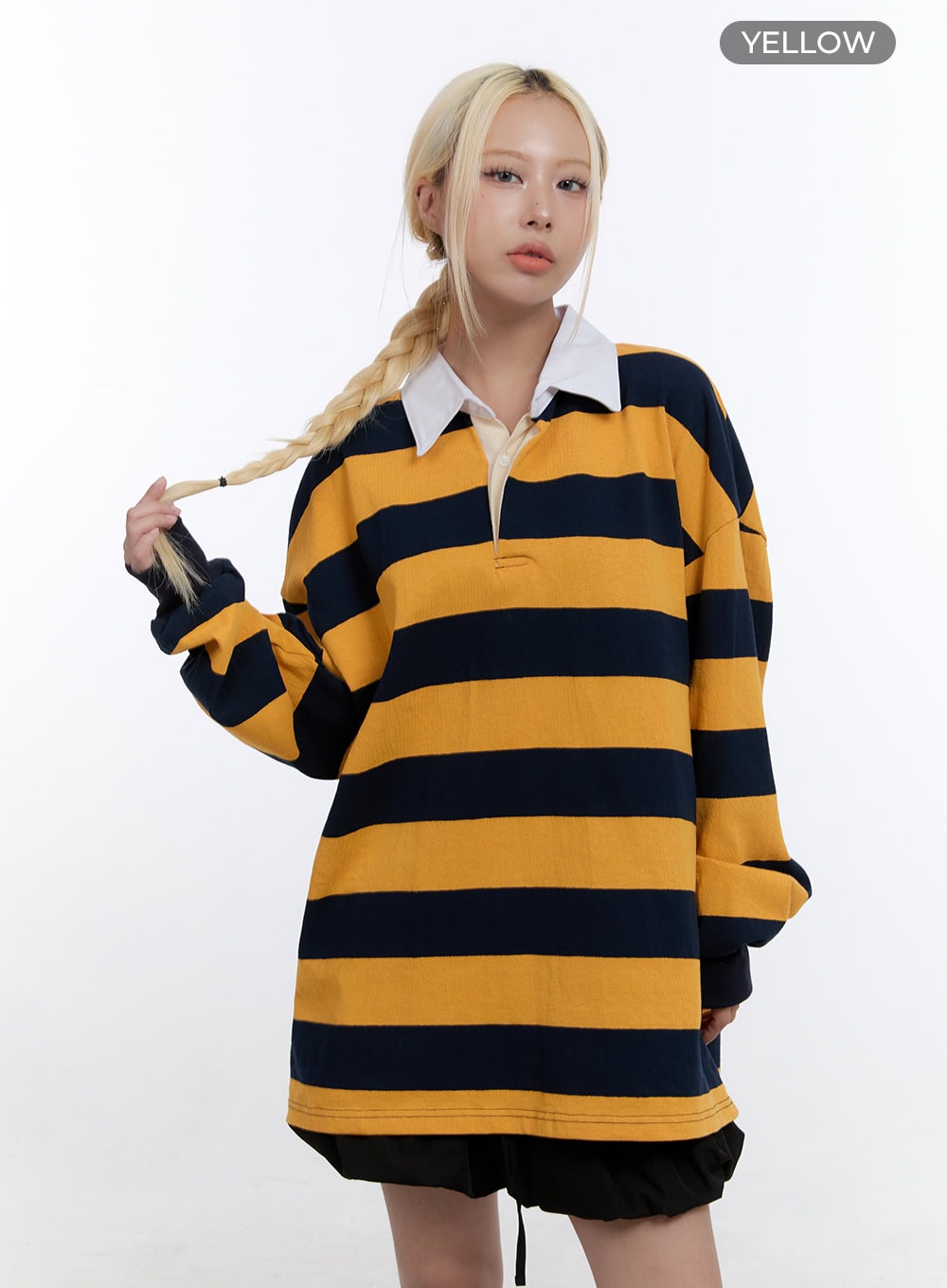 Oversized Button Collared Stripe Shirt CO422