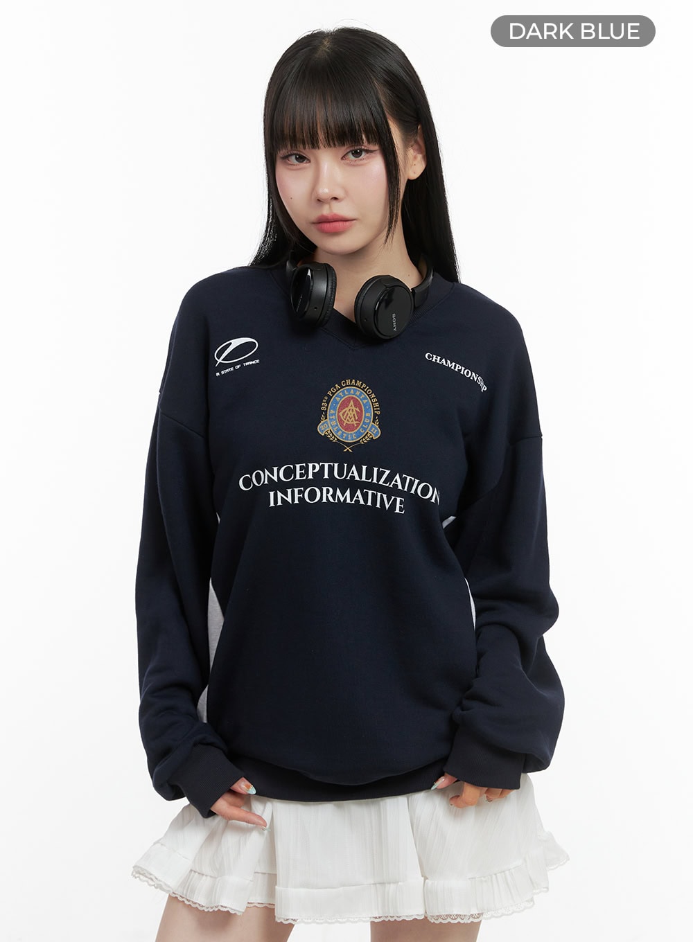 Graphic Lettering Crew Neck Sweatshirt OS410